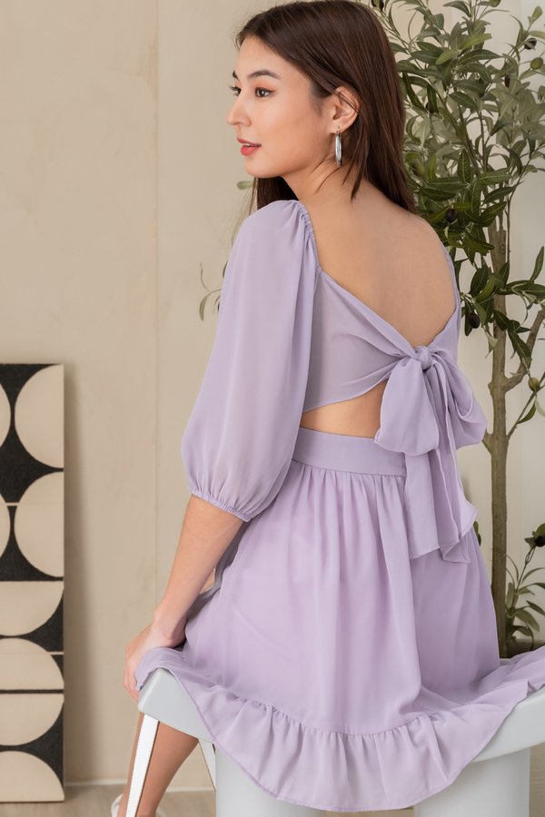 Alannis Bow Romper Dress Lilac