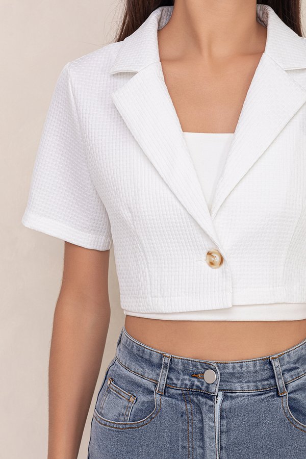 Costa Crop Blazer White