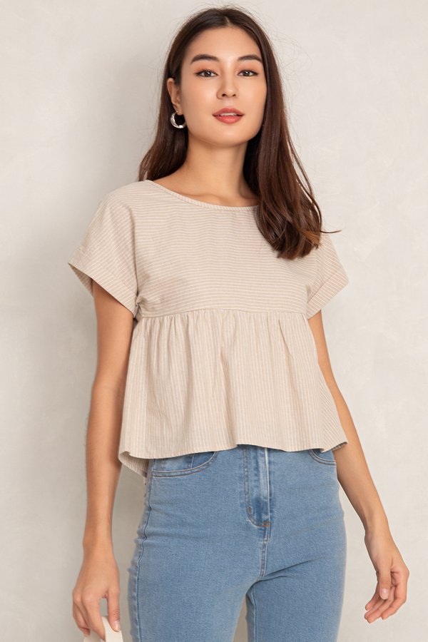 Aspen Babydoll Top Sand Linen