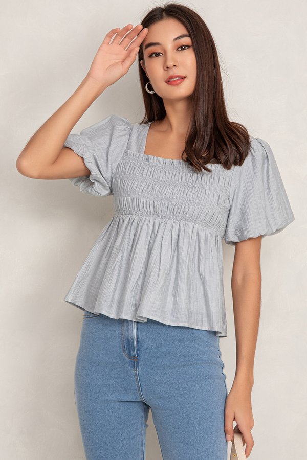 Faith Top Grey Blue