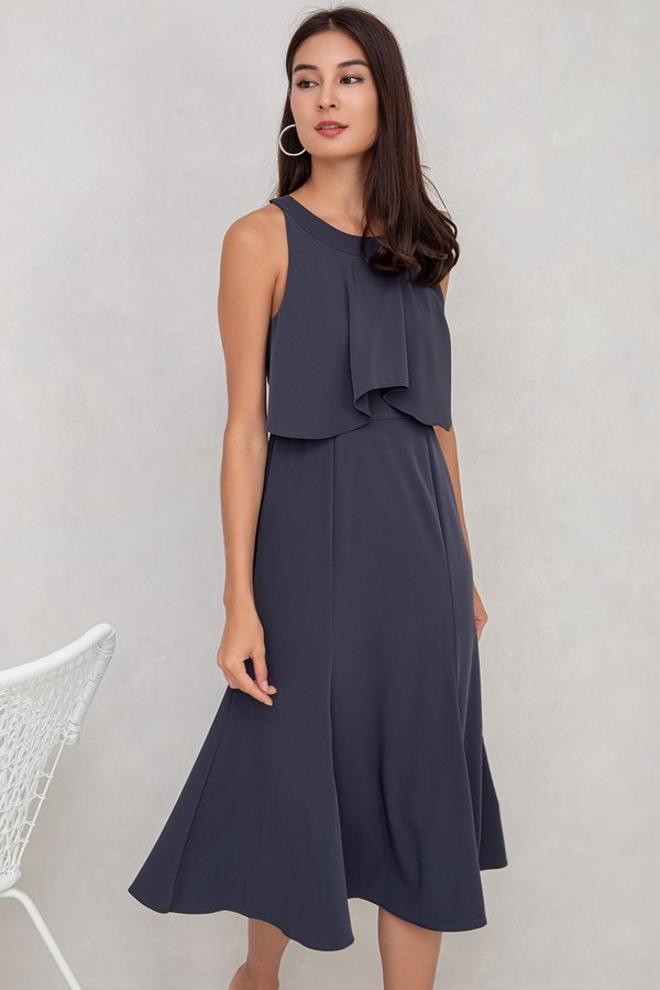 Ayla Dress Gunmetal Blue