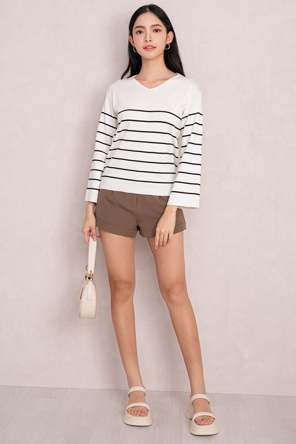 Vesta Knit Top White/Black Stripes