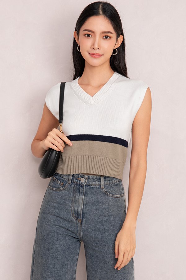 Nellie Knit Top White/Tann