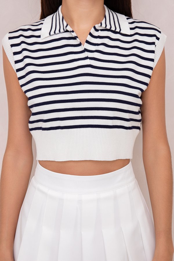 Juniper Knit Top Navy Stripes