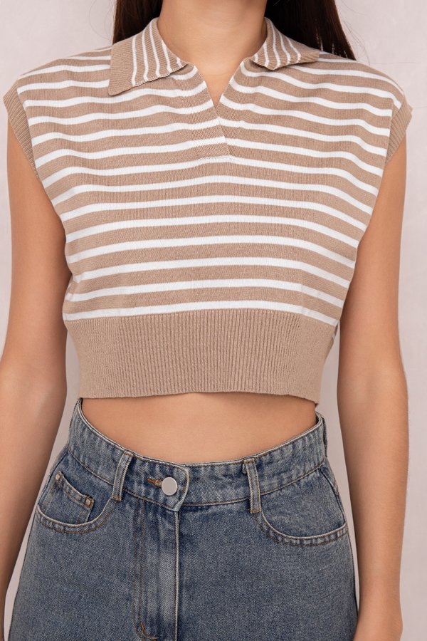 Juniper Knit Top Tann Stripes