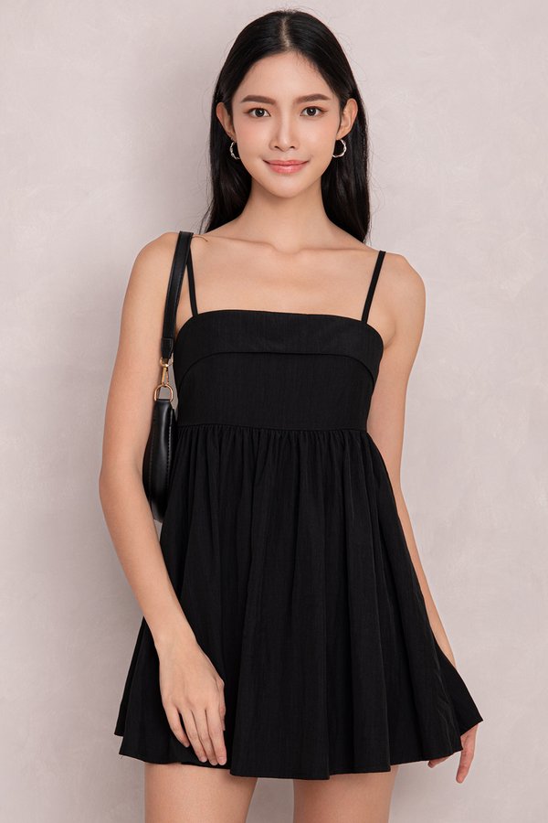 Lydia Romper Dress Black