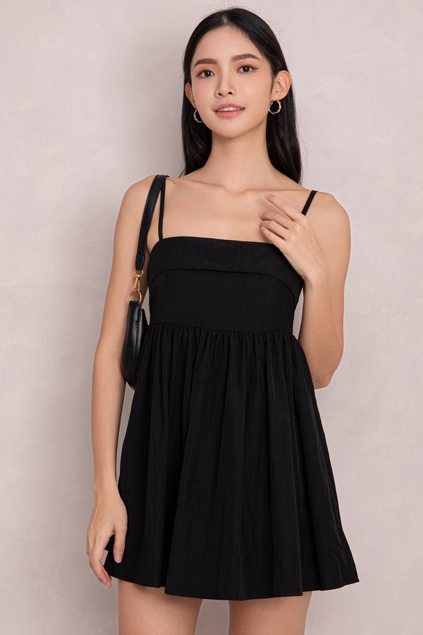 Lydia Romper Dress Black