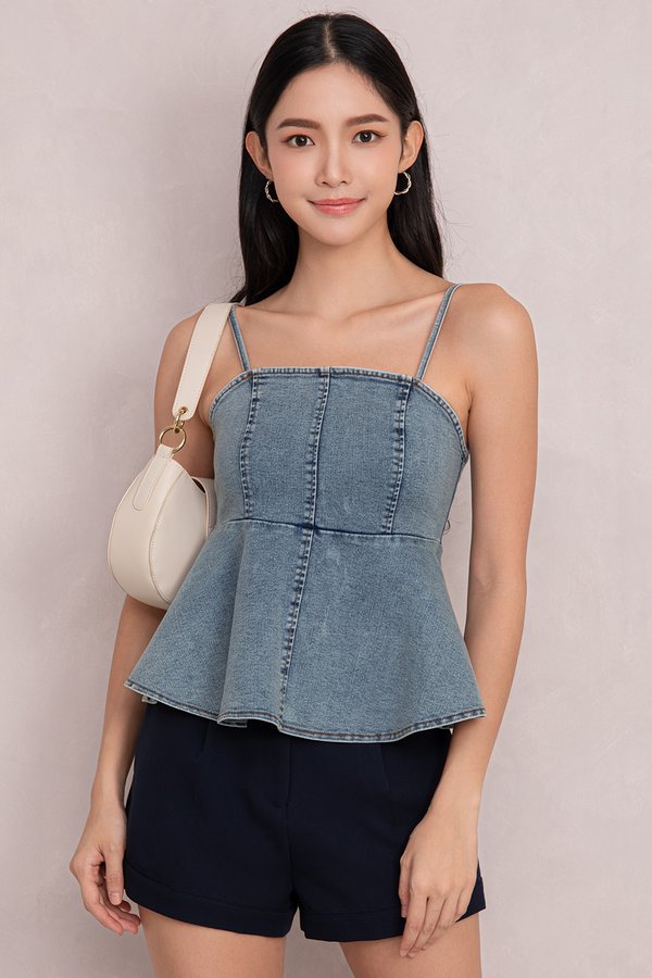 Emberly Denim Top Stone Wash