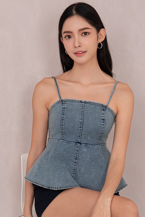 Emberly Denim Top Stone Wash