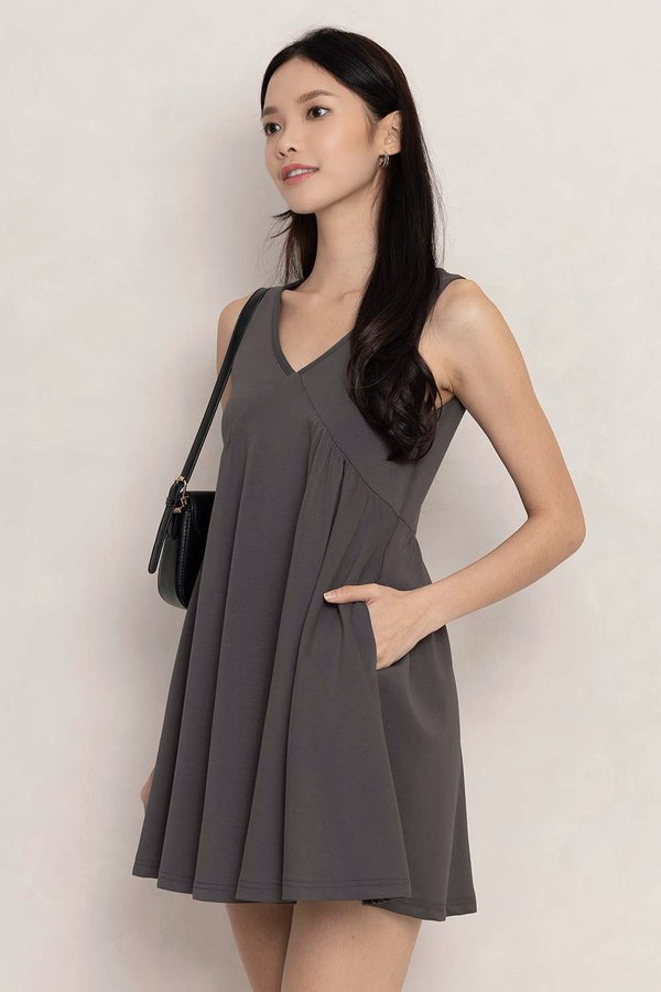 Lira Romper Dress Gunmetal