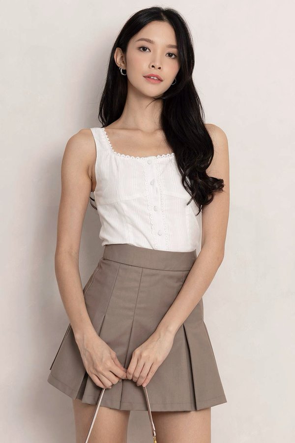 Shyla Crochet Trim Top White