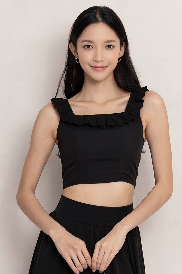 Bianca Eyelet Top Black
