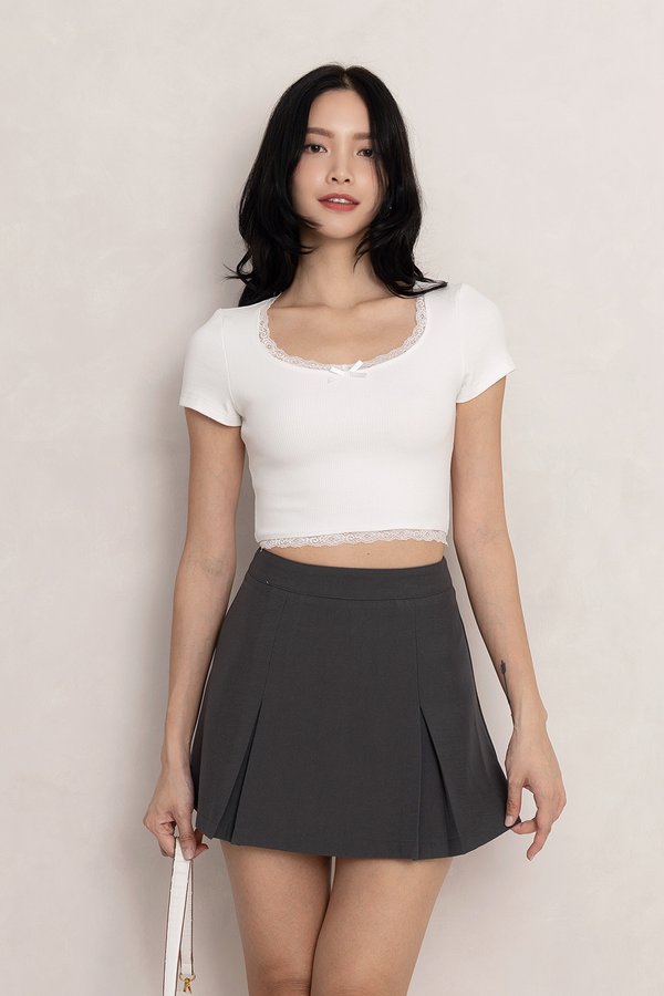 Alison Lace Trim Top White