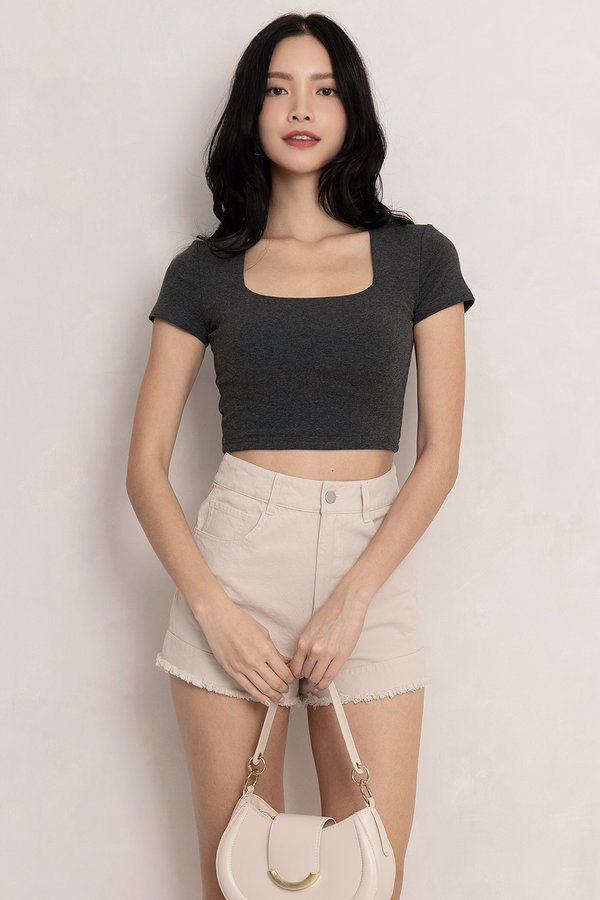 Jane Padded Top Dark Textured Grey *PLUSH*