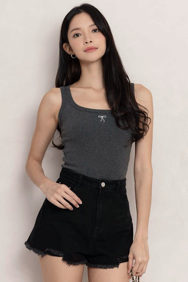 The Ribbon Top Dark Grey