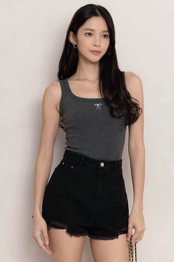 The Ribbon Top Dark Grey