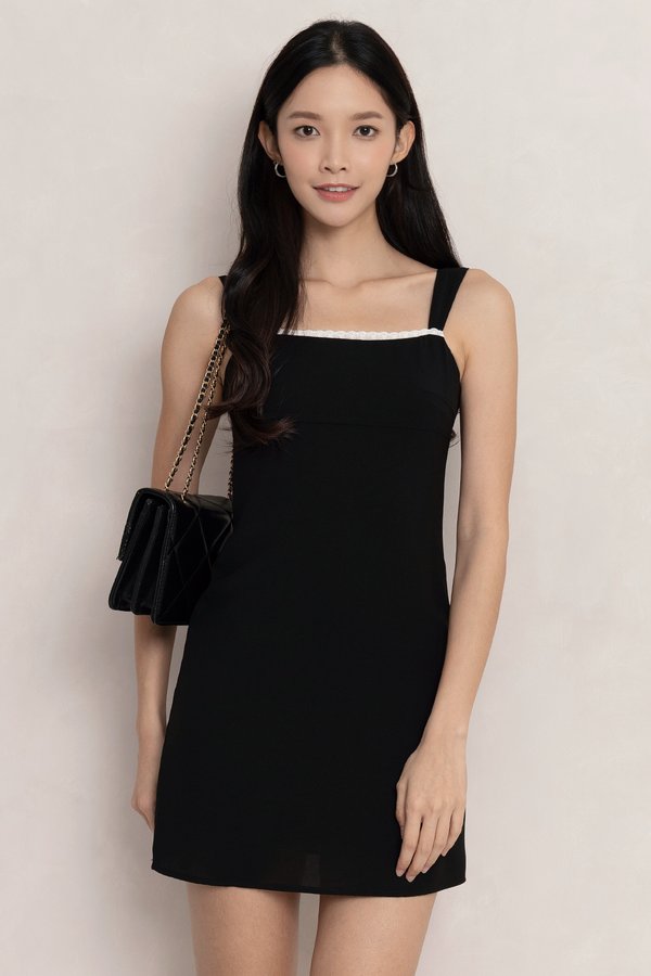 Lennon Lace Trim Dress Black