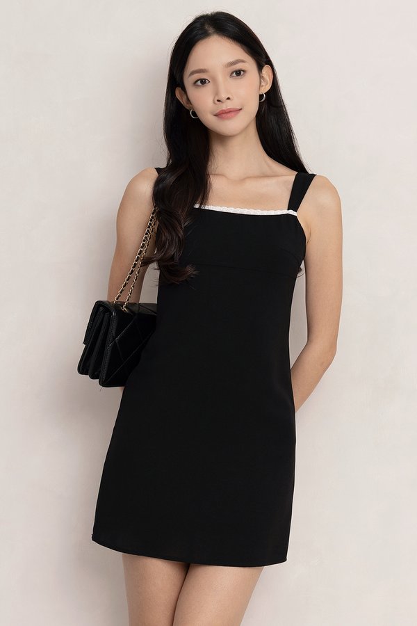 Lennon Lace Trim Dress Black