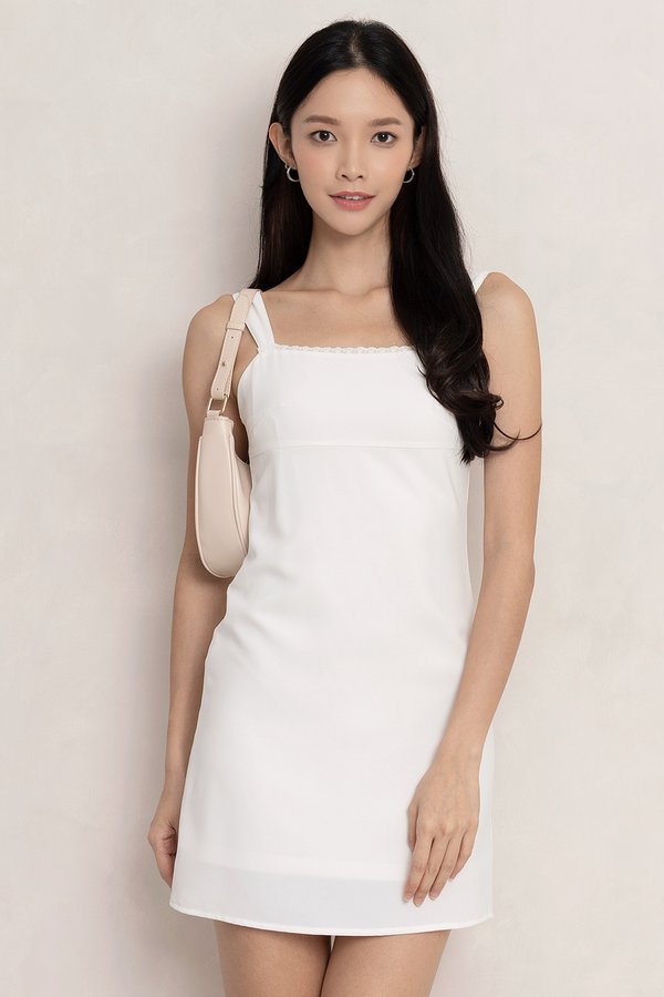 Lennon Lace Trim Dress White