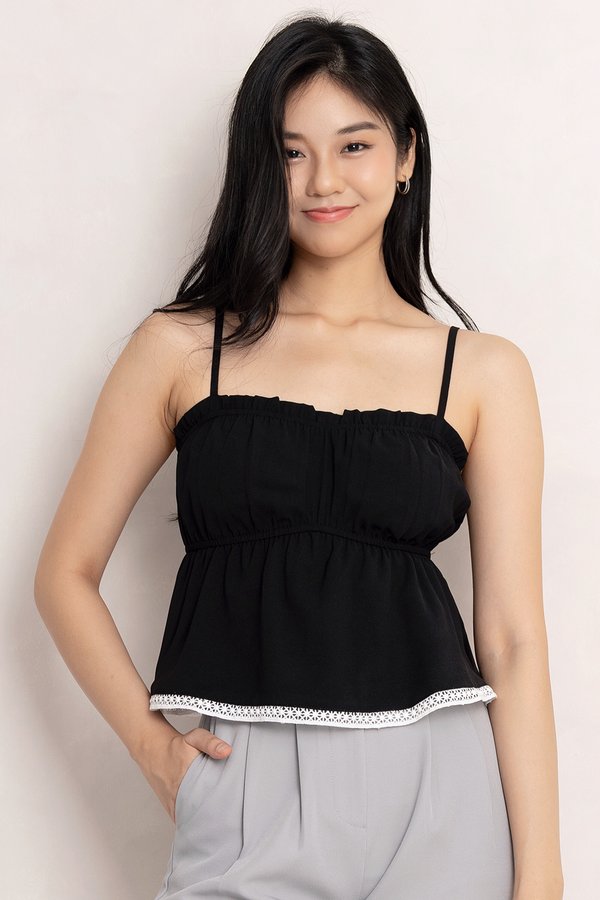 Naya Crochet Trim Top Black