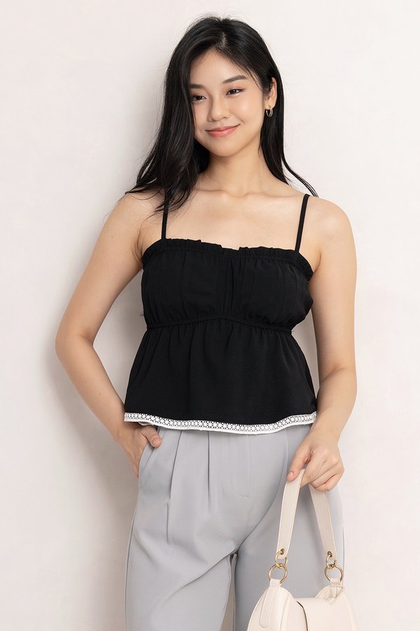 Naya Crochet Trim Top Black