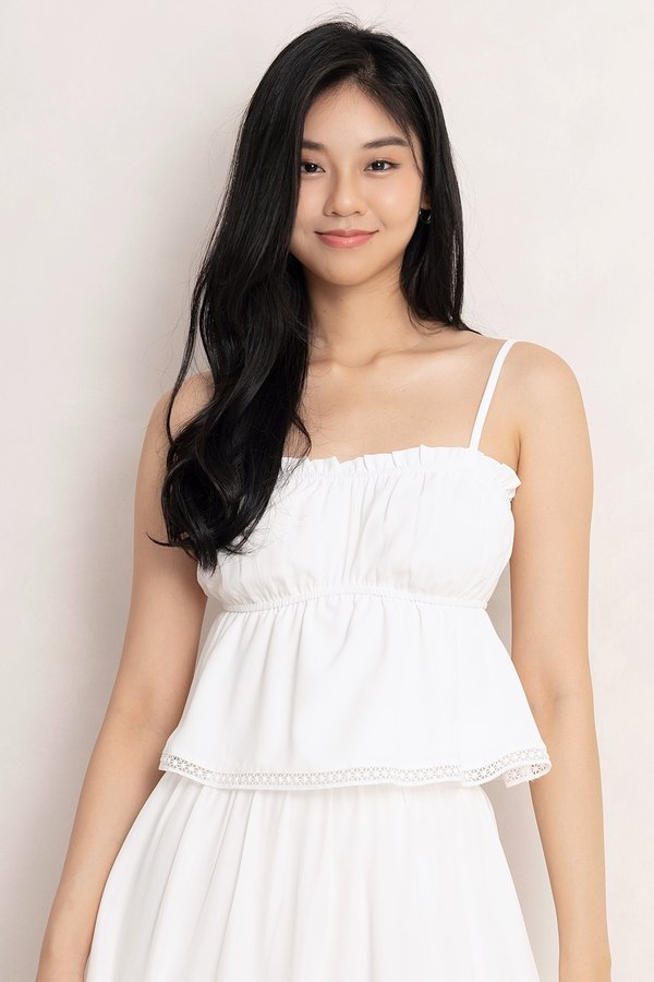 Naya Crochet Trim Top White