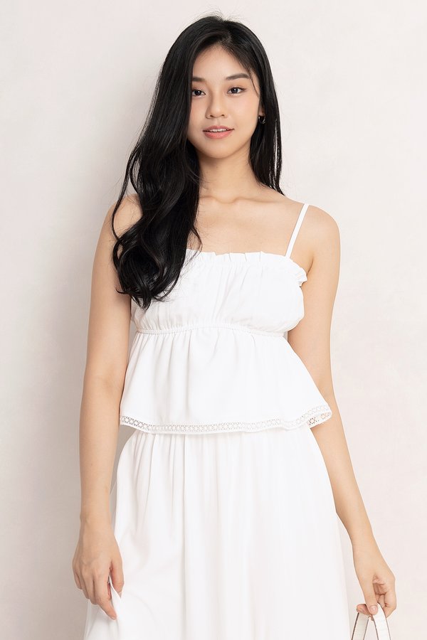 Naya Crochet Trim Top White