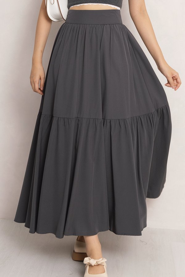 Bianca Tier Skirt Gunmetal Grey
