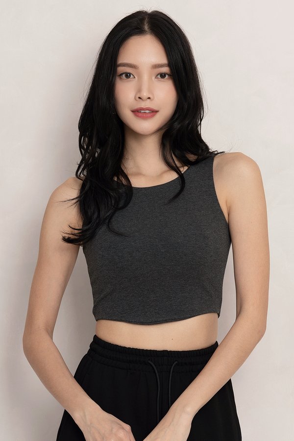 Hazel Padded Top Dark Textured Grey *PLUSH*