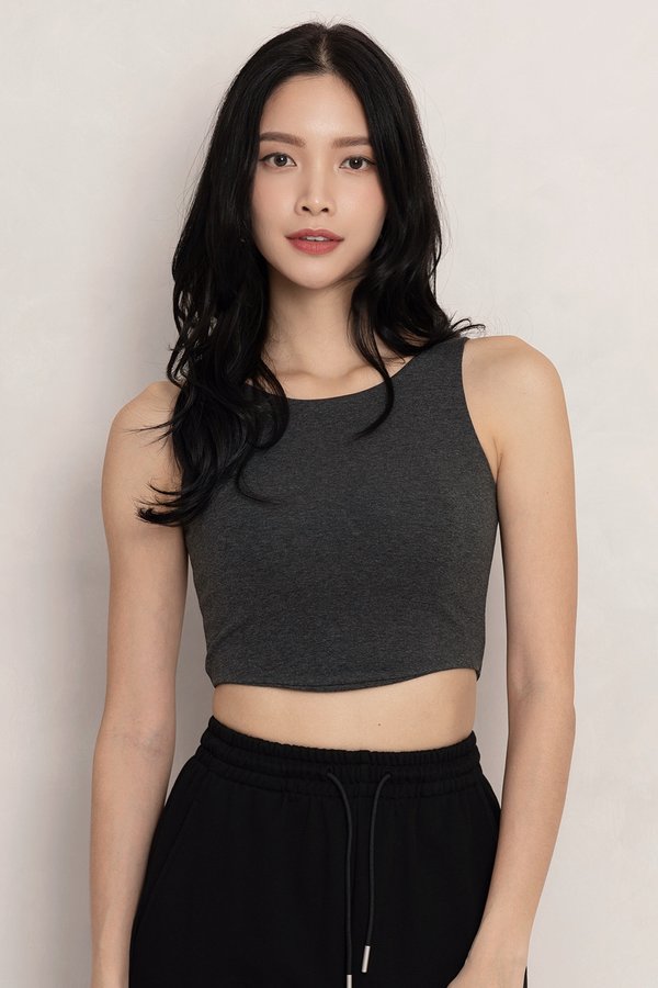 Hazel Padded Top Dark Textured Grey *PLUSH*