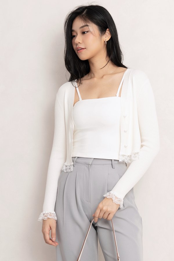 Kennedy Lace Cardi White