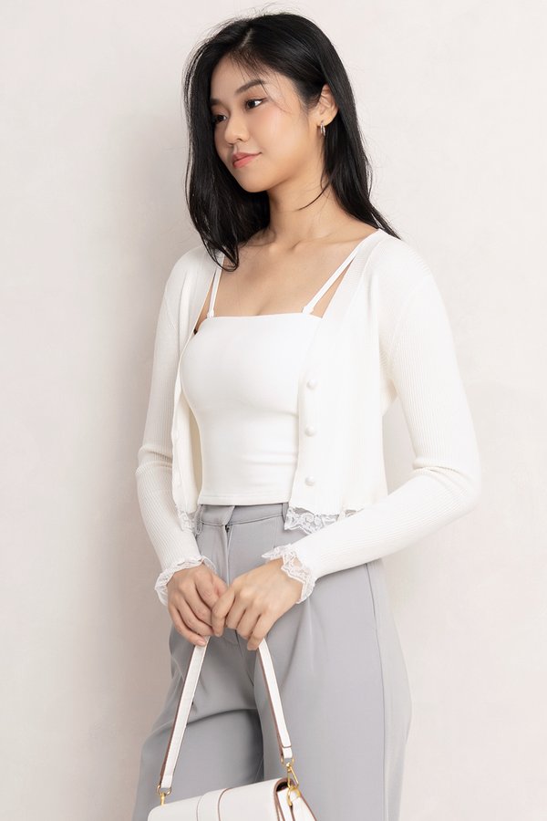 Kennedy Lace Cardi White