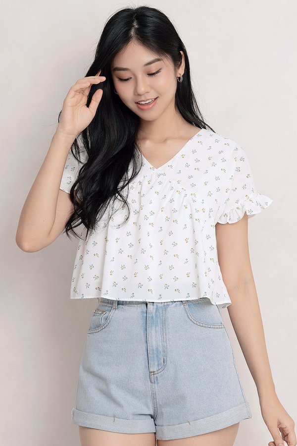 Danica Top Sun-Kissed Blooms White