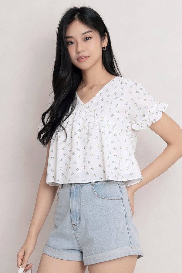 Danica Top Sun-Kissed Blooms White
