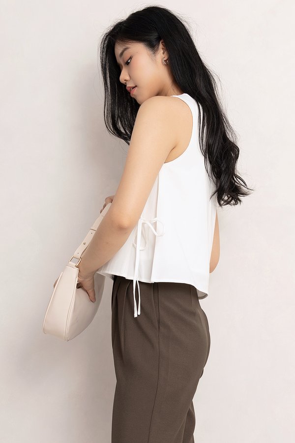 Demi Ribbon Tie Top White