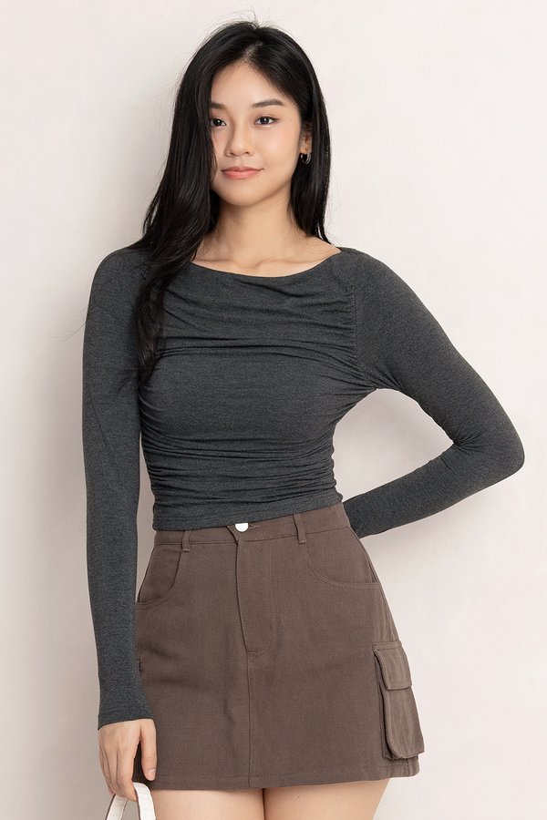 Aisha Padded Top Textured Grey *MM*