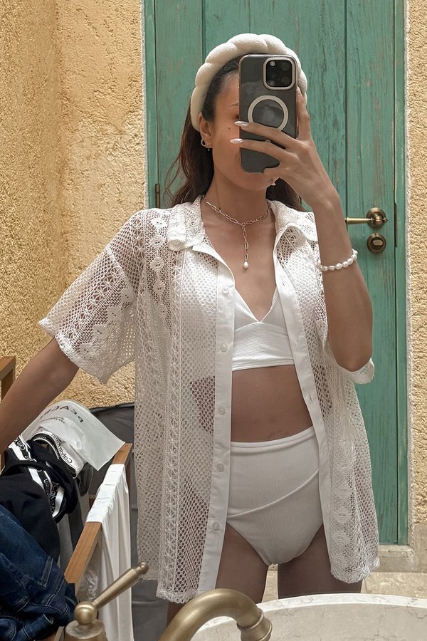 Lydia Crochet Shirt Outerwear Cream