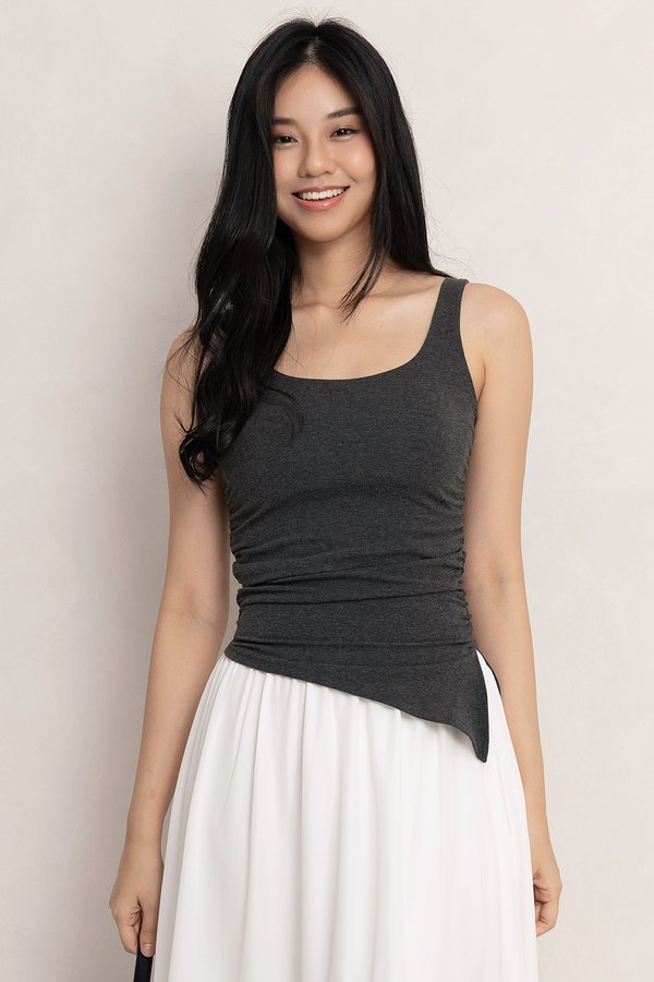 Angela Padded Top Dark Textured Grey *PLUSH*