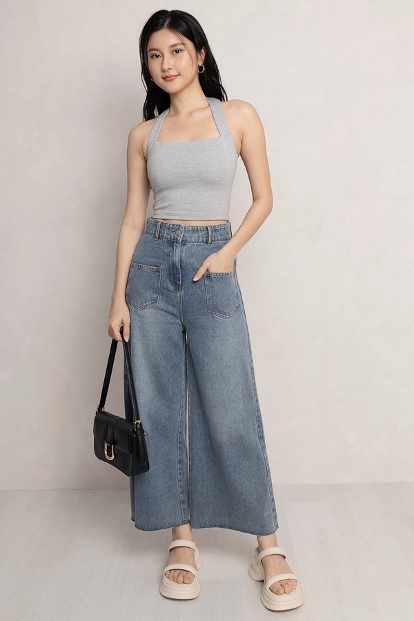Mexina Halter Top Light Textured Grey