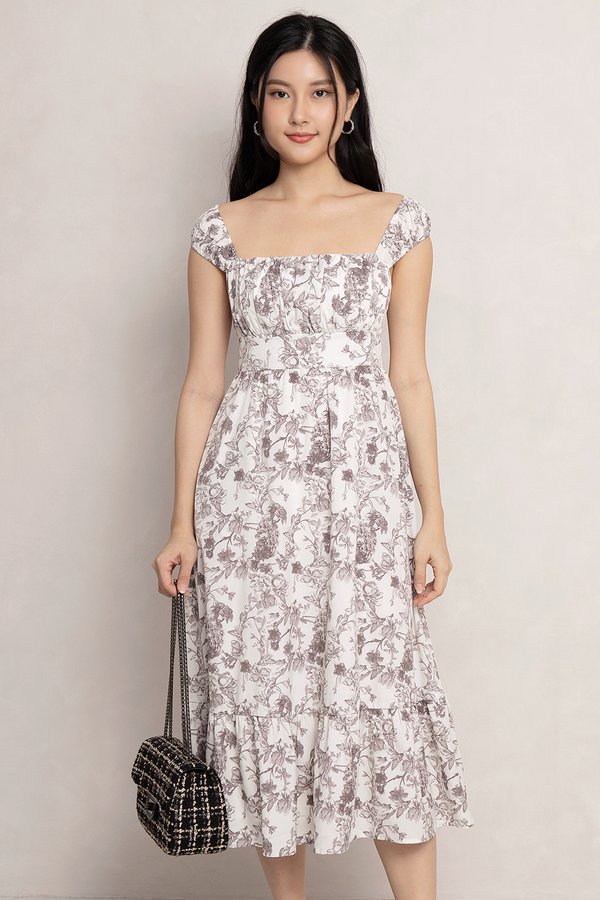 Kayla Padded Dress Grey Porcelain