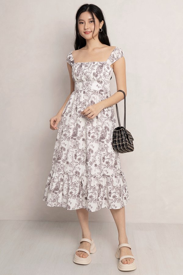 Kayla Padded Dress Grey Porcelain