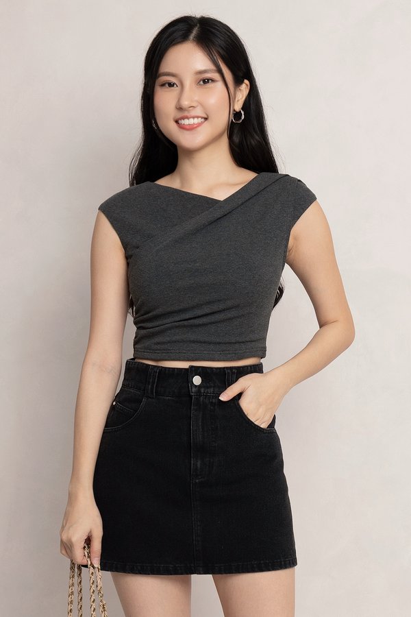 Delaney Padded Top Dark Textured Grey *PLUSH*