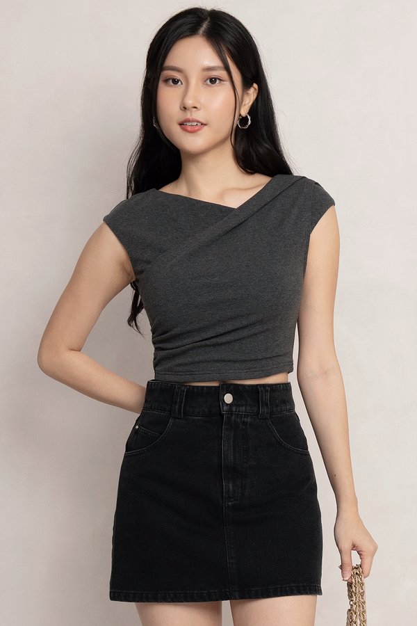 Delaney Padded Top Dark Textured Grey *PLUSH*