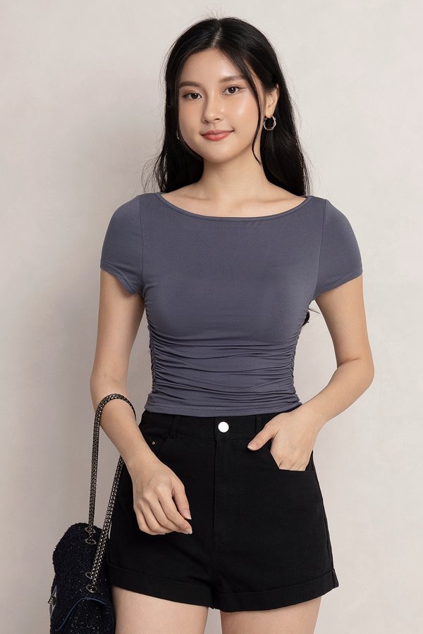 Monica Padded Top Gunmetal Blue *MM*