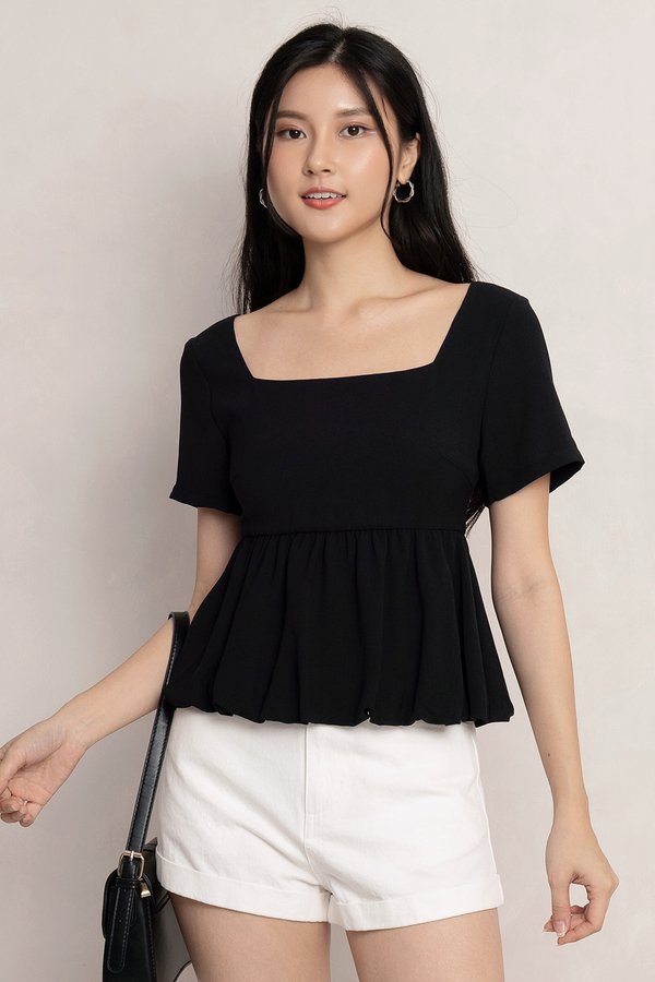 Kaylie Babydoll Top Black