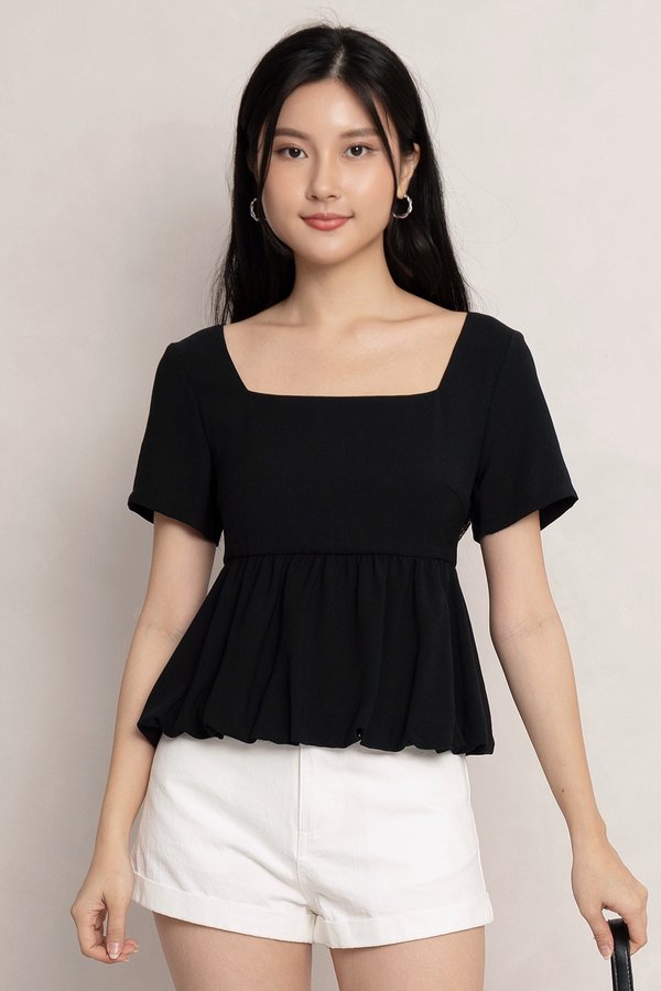 Kaylie Babydoll Top Black