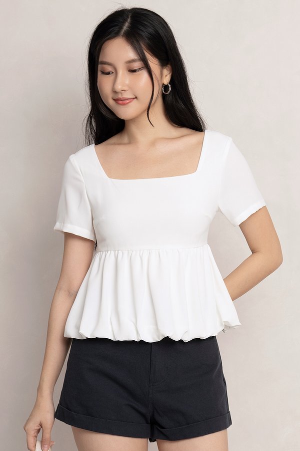 Kaylie Babydoll Top White