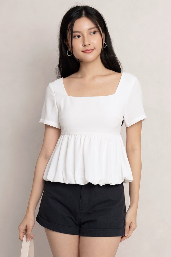 Kaylie Babydoll Top White