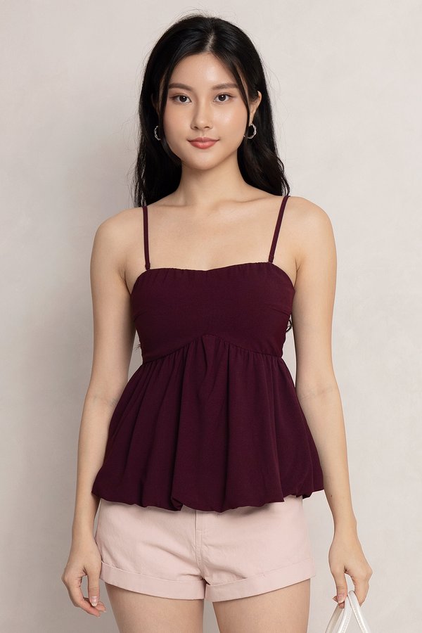 Eleanor Padded Top Burgundy