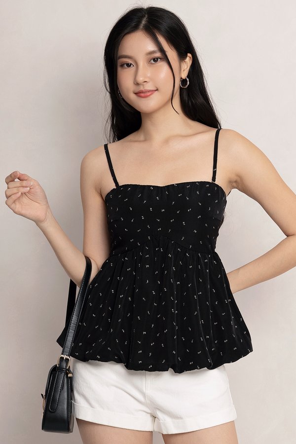 Eleanor Padded Top Black Floral